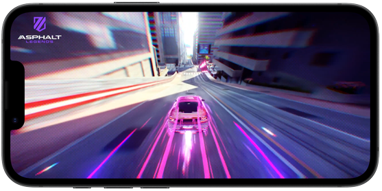 iPhone 17e showing a racing game being played