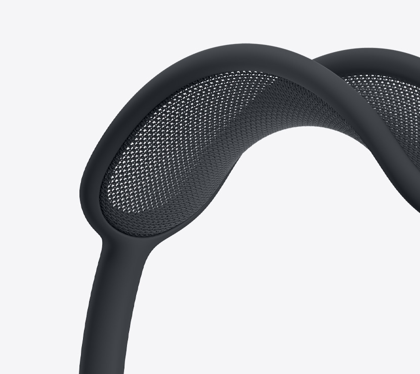 Casque AirPods Max 2, couleur minuit, détail de l’arceau en tissu mesh