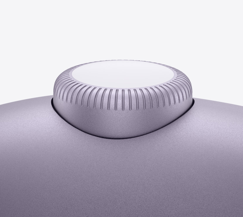Casque AirPods Max 2, couleur mauve, détail de la Digital Crown