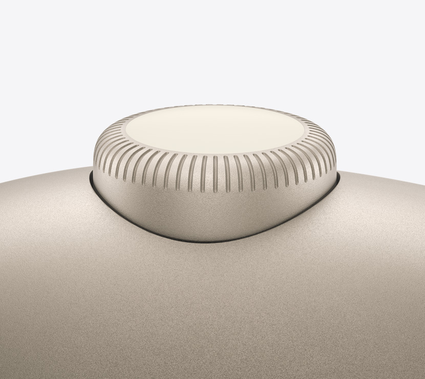 Casque AirPods Max 2, couleur lumière stellaire, détail de la Digital Crown