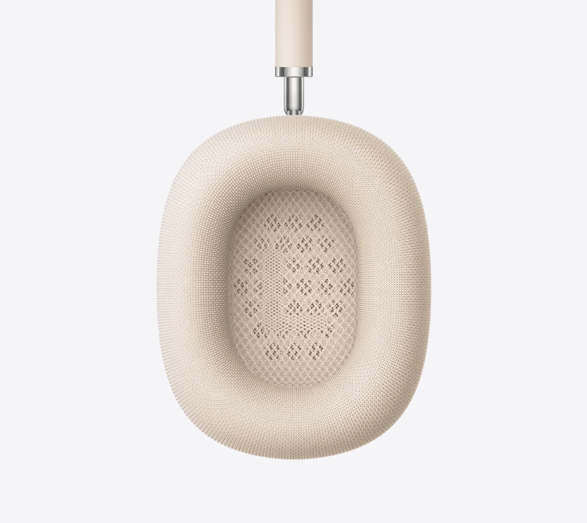Casque AirPods Max 2, couleur lumière stellaire, détail de l’intérieur du coussinet