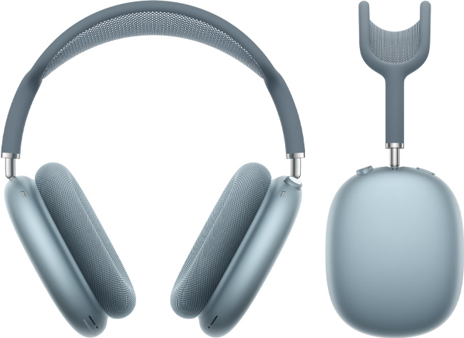 AirPods Max 2, vues avant et latérale, bleu