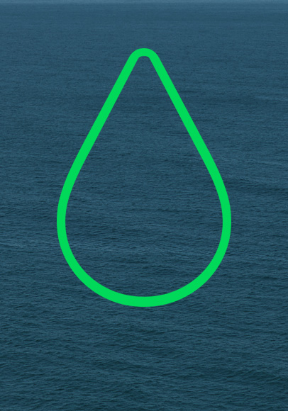 Surface de l’océan, icône de goutte d’eau verte