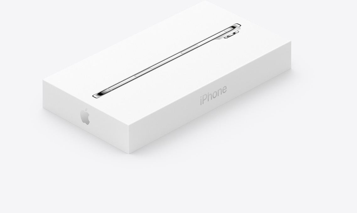 Boîte d’iPhone Air, blanche, vue latérale d’iPhone Air imprimée sur le couvercle, le nom iPhone est imprimé sur le côté