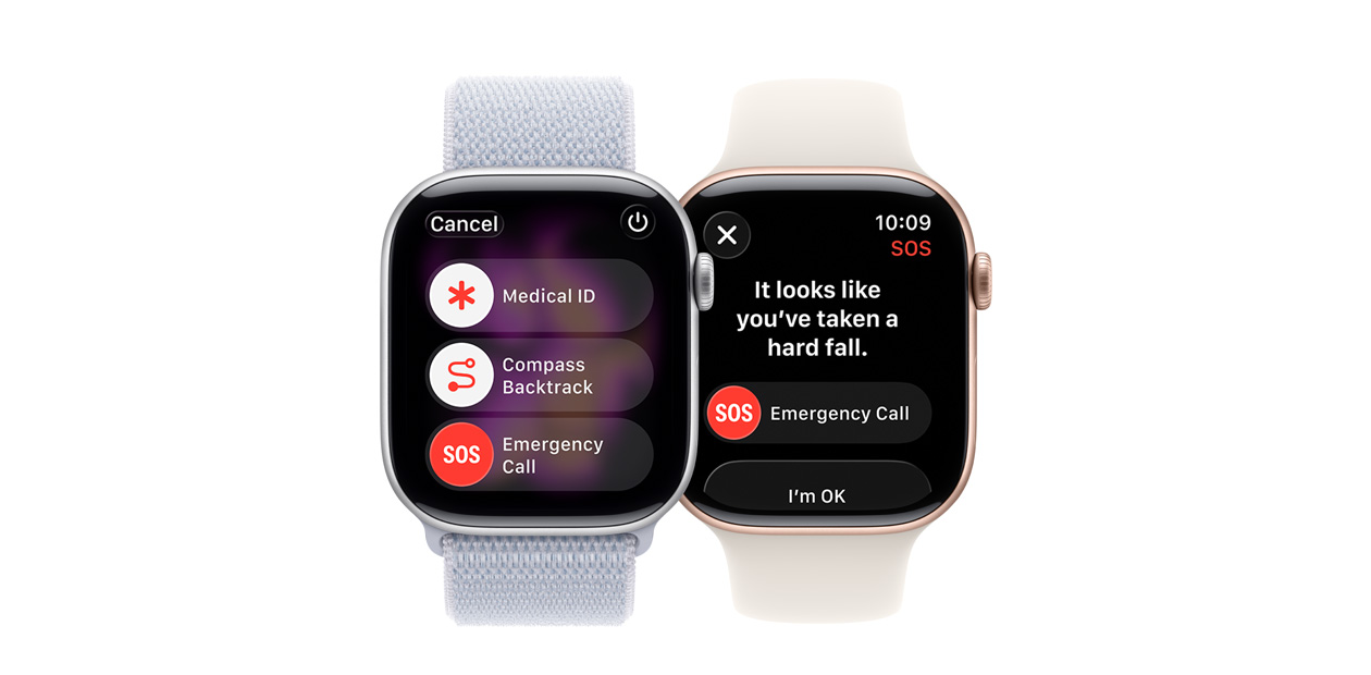 転倒検出ソフトウェアが表示されているApple Watch