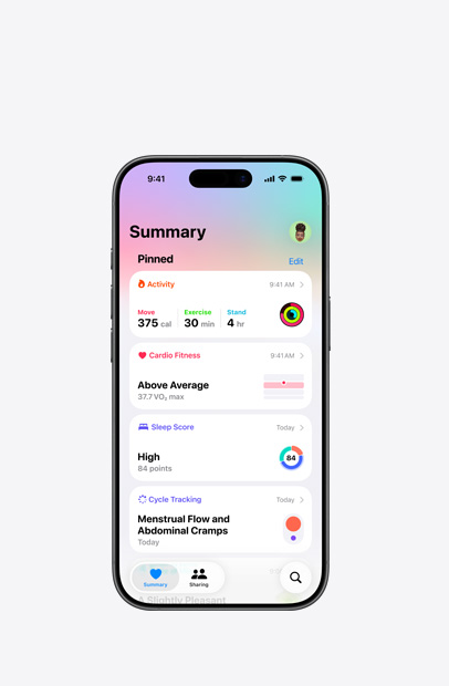 ヘルスケアアプリが表示されているiPhone