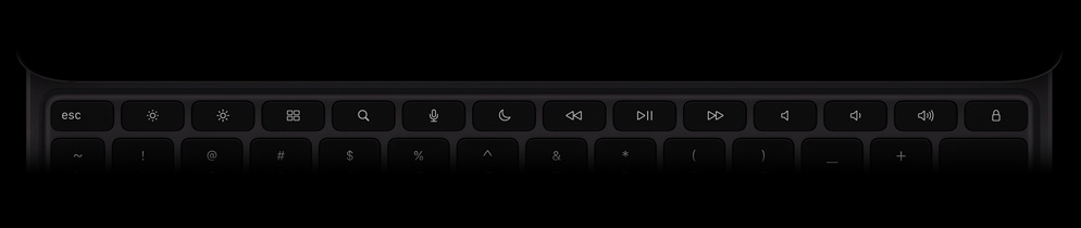 Magic Keyboard, top exterior, landscape orientation, black colour, 14-key function row