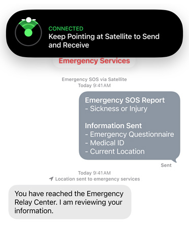 De feature SOS-noodmelding via Satelliet wordt gebruikt