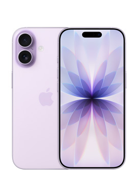 iPhone 17, vỏ ngoài mặt sau, màu tím oải hương, Hệ Thống Camera Dual Fusion ở trên cùng bên trái, logo Apple ở giữa, vỏ ngoài mặt trước, màu tím oải hương, Dynamic Island ở giữa phía trên cùng