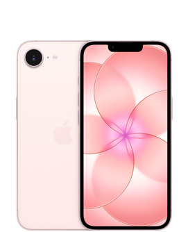 iPhone 17e, vỏ ngoài mặt sau, màu hồng phai, camera Fusion ở phía trên cùng bên trái, logo Apple ở giữa, vỏ ngoài mặt trước, màu hồng phai, thiết kế toàn màn hình