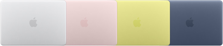 ภายนอกของ MacBook Neo ทั้ง 4 รุ่น ซึ่งแสดงสีที่แตกต่างกัน 4 สี