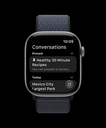 Apple Watch Series 11, Grey, screen showing Siri app
